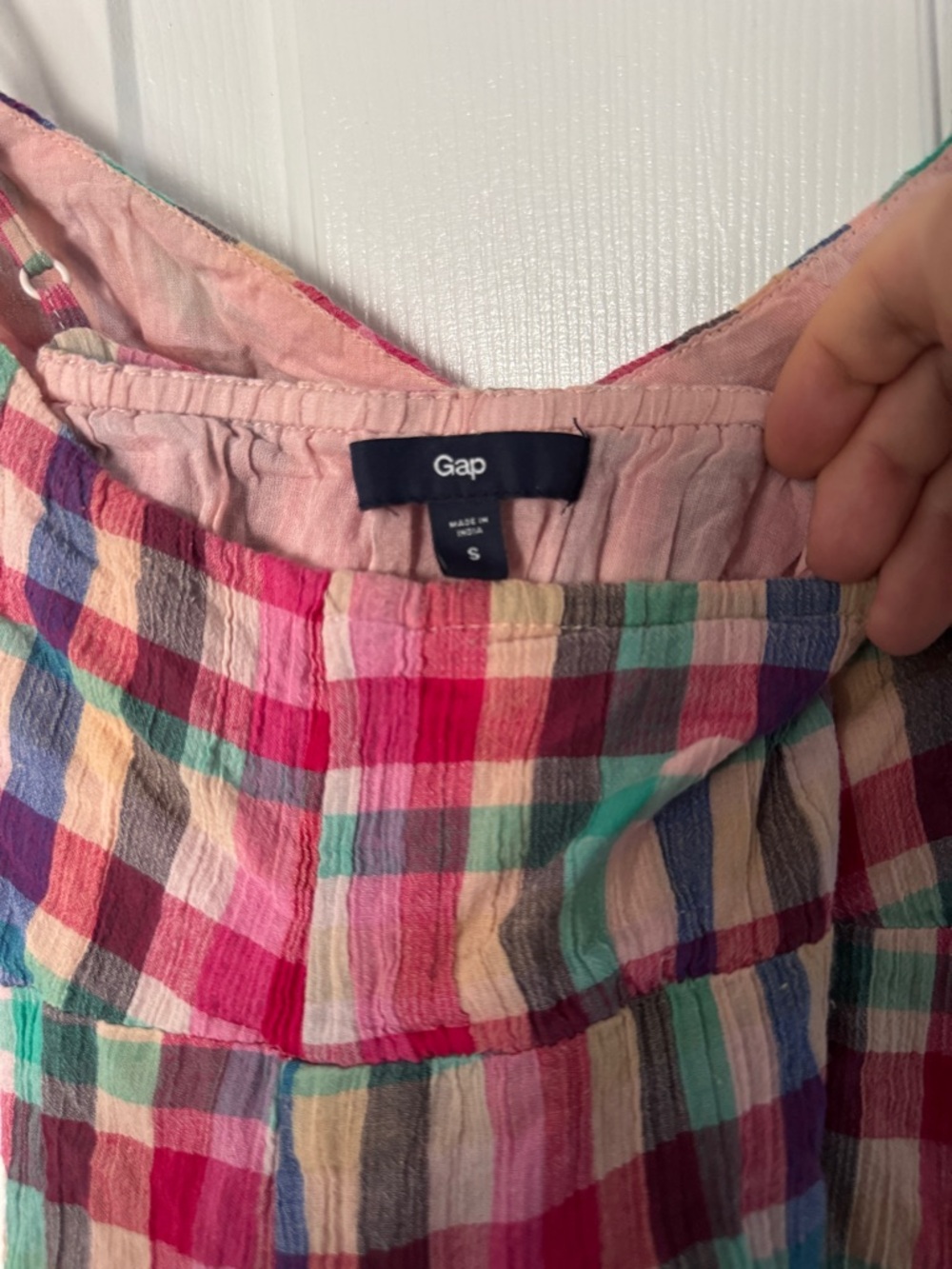 GAP Plaid Midi Dress in Pink and Green - Picture 4 of 4